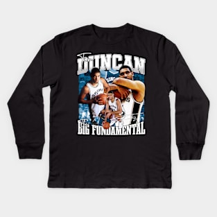 Tim Duncan The Big Fundamental Basketball Signature Vintage Retro 80s 90s Bootleg Rap Style Kids Long Sleeve T-Shirt